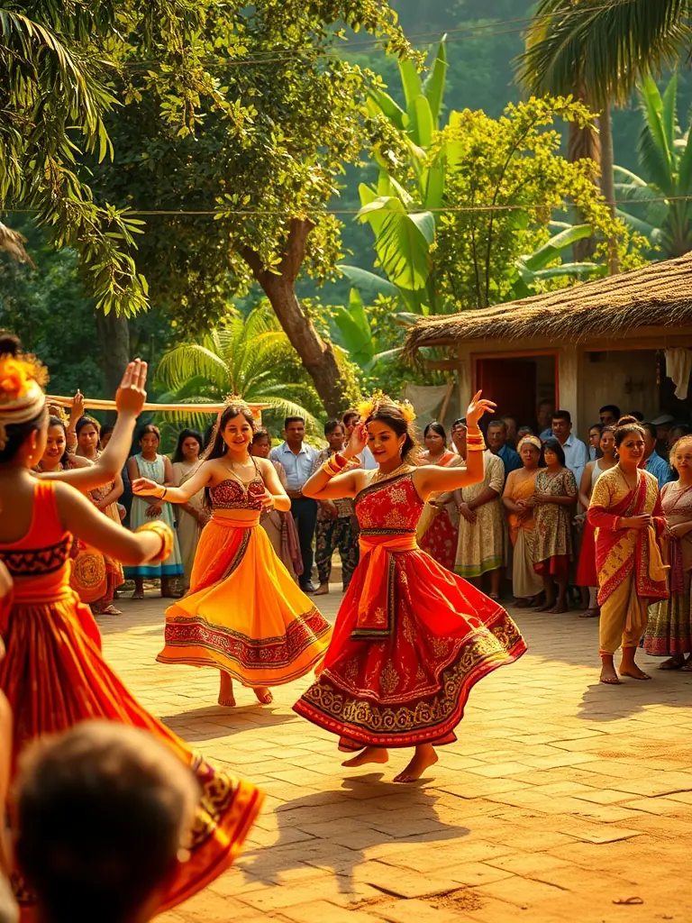 A vibrant image of a cultural festival in Ladapeyre, featuring traditional music, dance, and local crafts, highlighting the cultural promotion efforts of the organization.