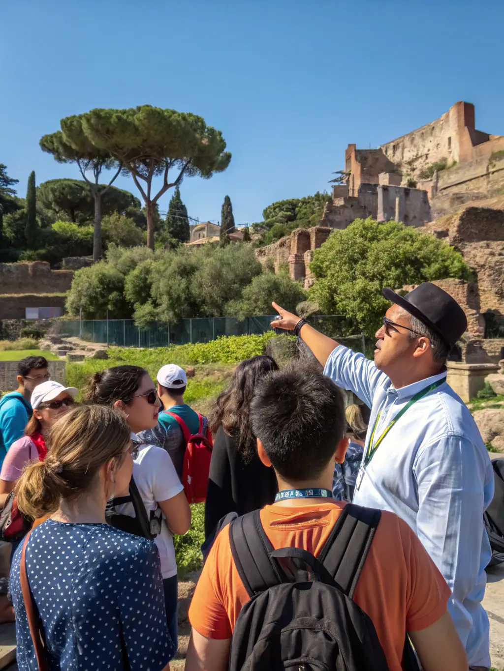 An image of a guided tour through the historical sites of Ladapeyre, with a focus on the knowledgeable guide and engaged participants.